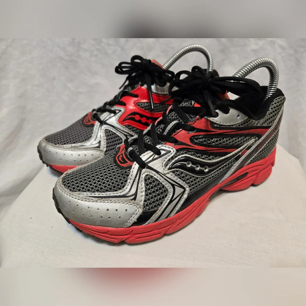 Saucony Grid Cohesion 6 LTT Boys Sz 4.5M Gray/Black/Silver Running/Walking Shoes - Picture 2 of 10